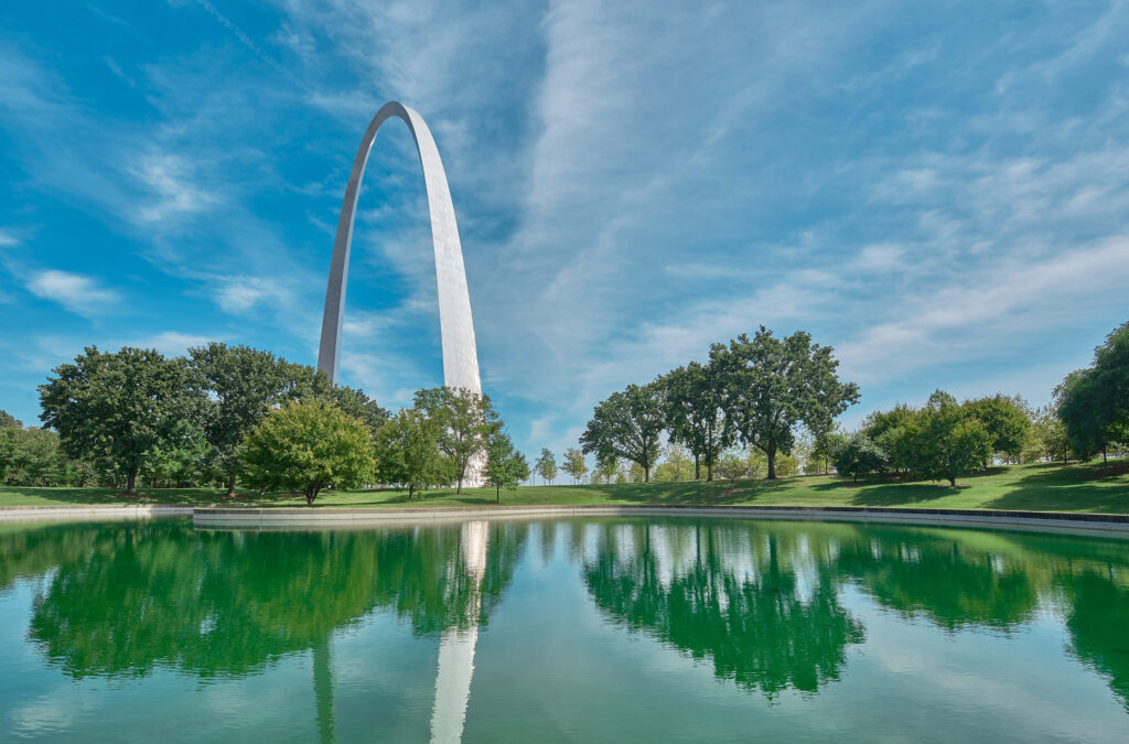 St. Louis Arch surrounded by trees