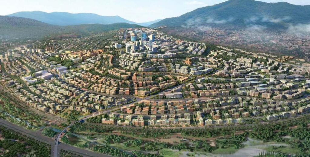 Aerial view visualization of the Kigali Master Plan