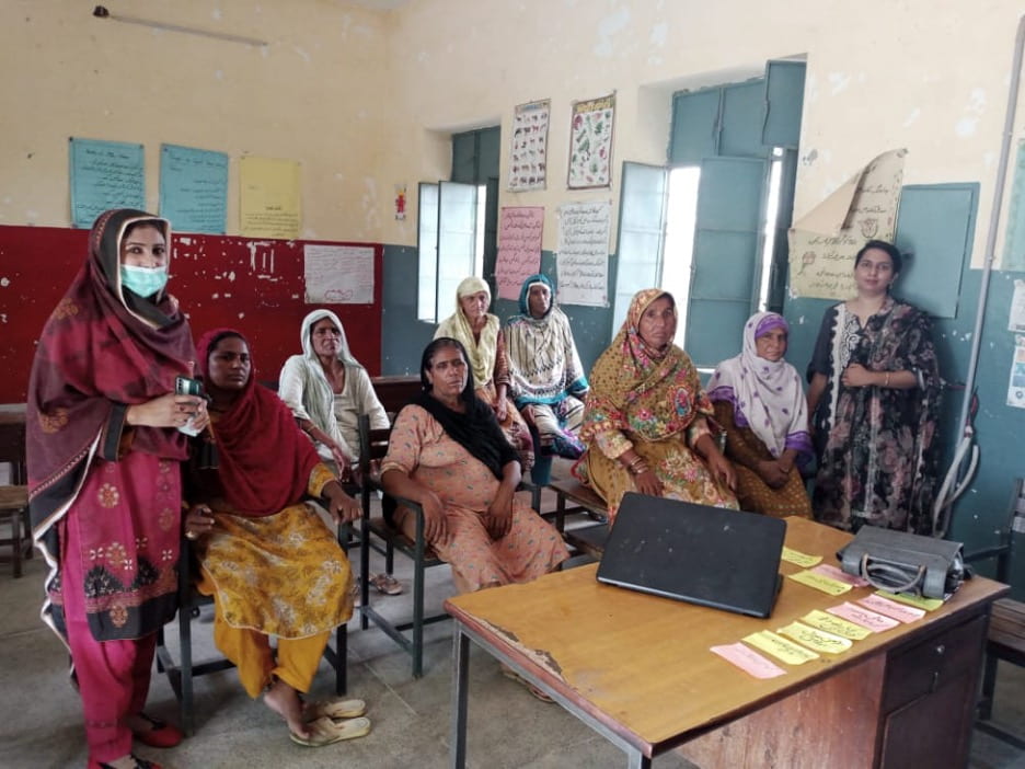 Women participate in a Group Model Building workshop, Vehari district, Punjab province, Pakistan.